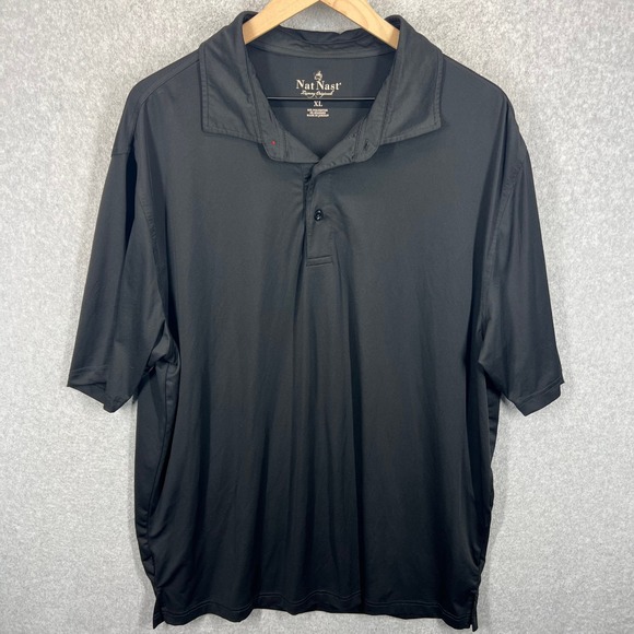Nat Nast Other - Nat Nast Polo Shirt Mens XL‎ Black Short Sleeve Spandex Blend Performance EUC